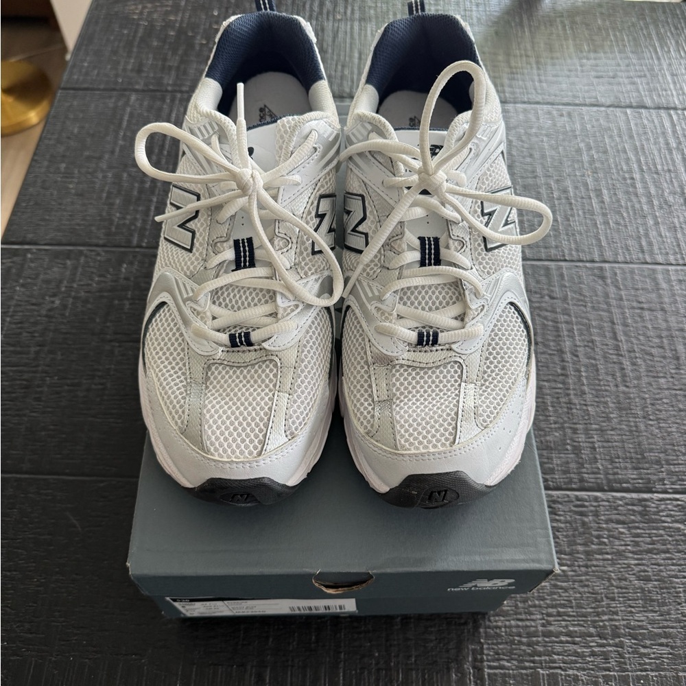 New Balance 530 - White and Navy Athletic Shoes